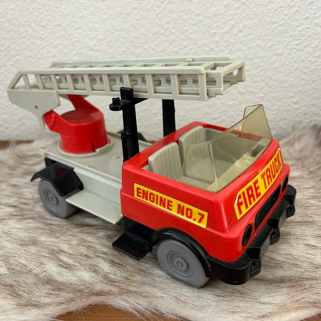Originele vintage Playmobil brandweerwagen 1975 ladderwagen, Ophalen of Verzenden, Zo goed als nieuw