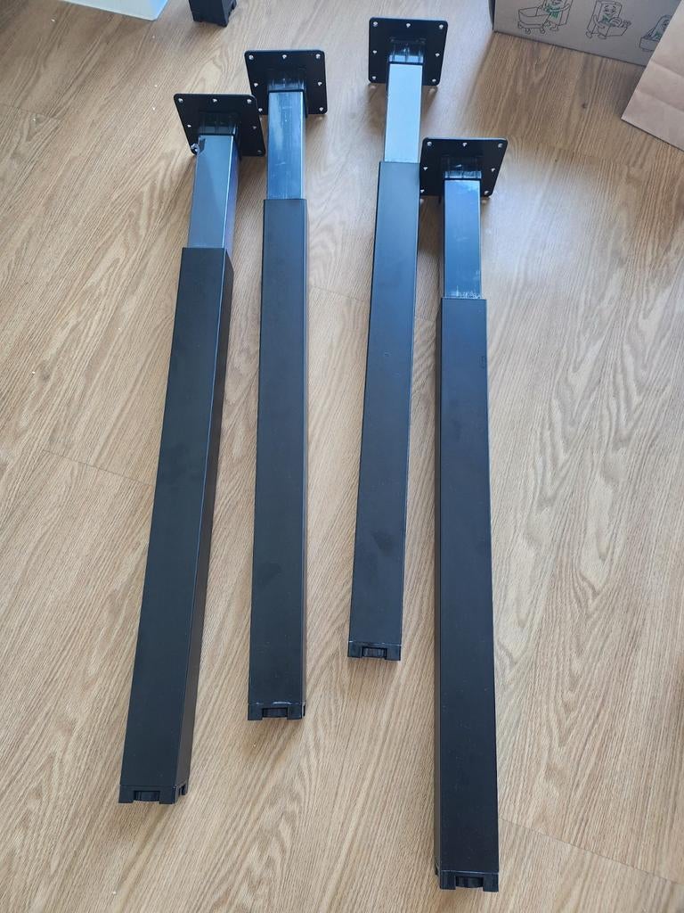 Uittrekbare metalen tafelpoot, zwart, 4 stuks, Ophalen, Tafelpoot, Gebruikt, 50 tot 100 cm