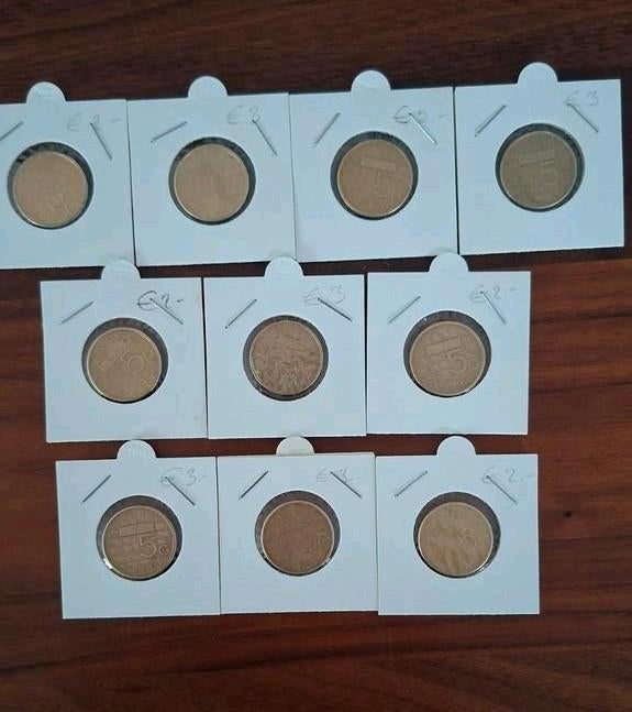 Set van 10 Nederlandse 5 Gulden munten 1980's 1990's, Postzegels en Munten, Munten | Nederland, Ophalen of Verzenden, Koningin Beatrix
