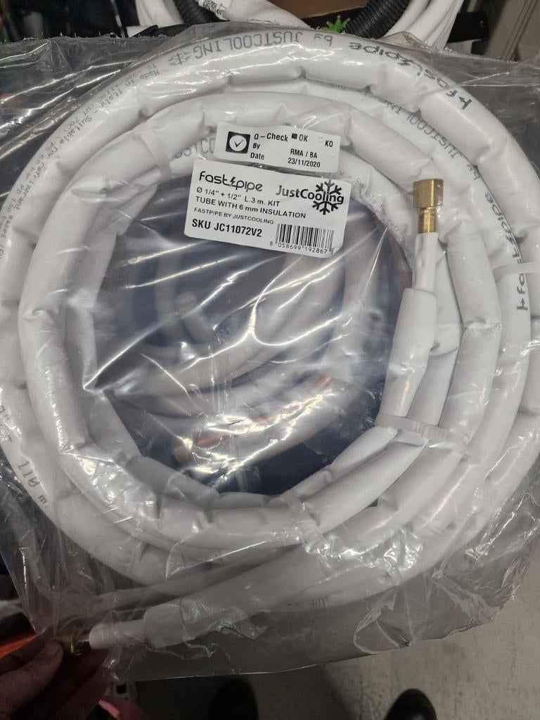 Fastpipe JustCooling Airco Leidingen 1/4" + 1/2" - 3m, Witgoed en Apparatuur, Airco's, Ophalen of Verzenden, Nieuw, Wandairco