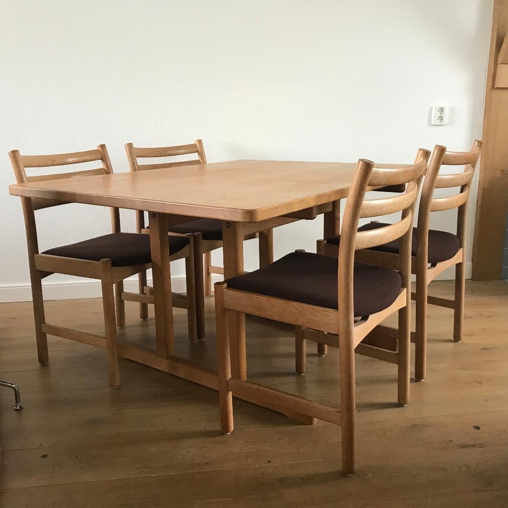 4 Stoelen stoel Poul Volther Soro Stolefabrik deens vintage, Gebruikt, Bruin, Ophalen of Verzenden, Nvt