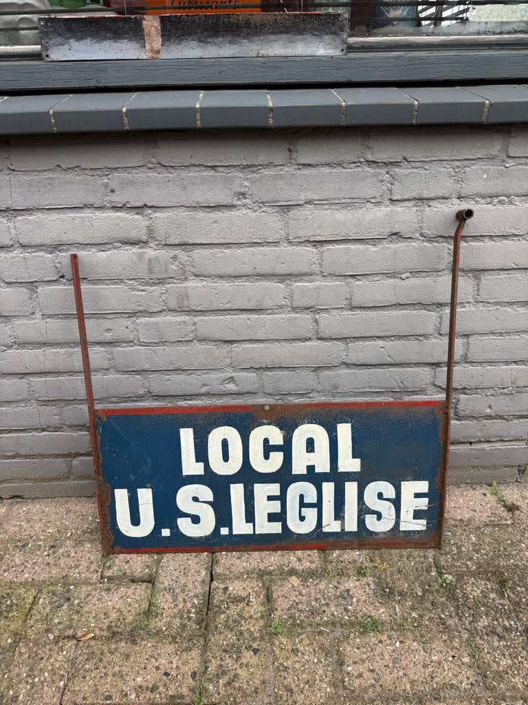 Vintage Reclame Bord "LOCAL U.S. LEGLISE" - Uniek Verzamelob, Antiek en Kunst, Curiosa en Brocante, Ophalen