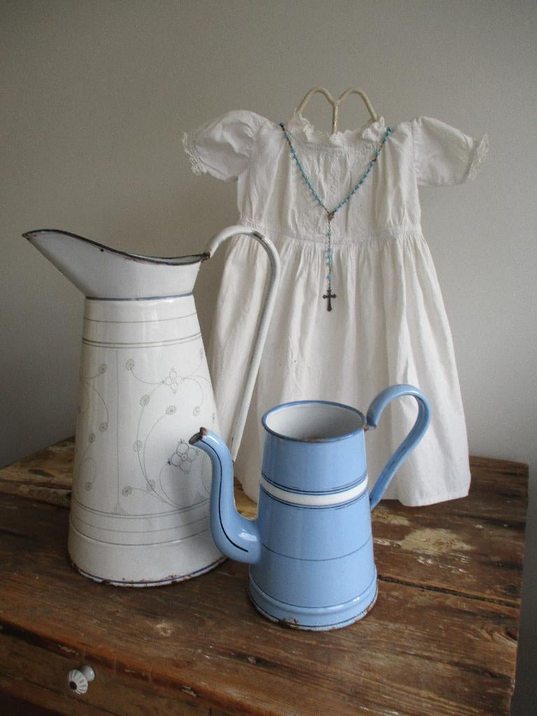 brocante oude emaille lampetkan Saks, Antiek en Kunst, Ophalen of Verzenden