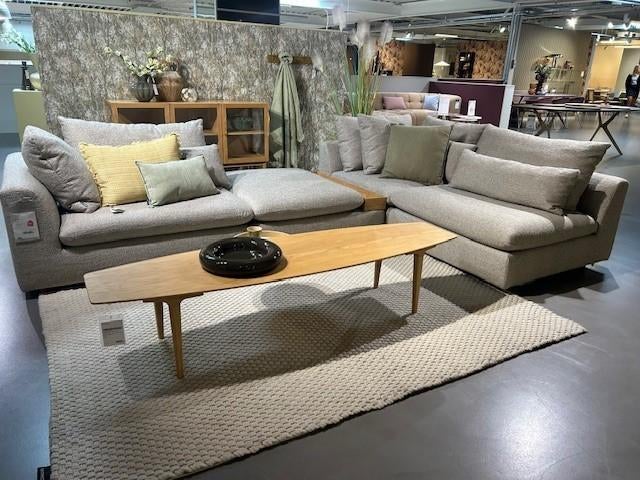 Hoekbank Milou stof grijs, Huis en Inrichting, Ophalen, Vierpersoons of meer, 300 cm of meer, Nieuw