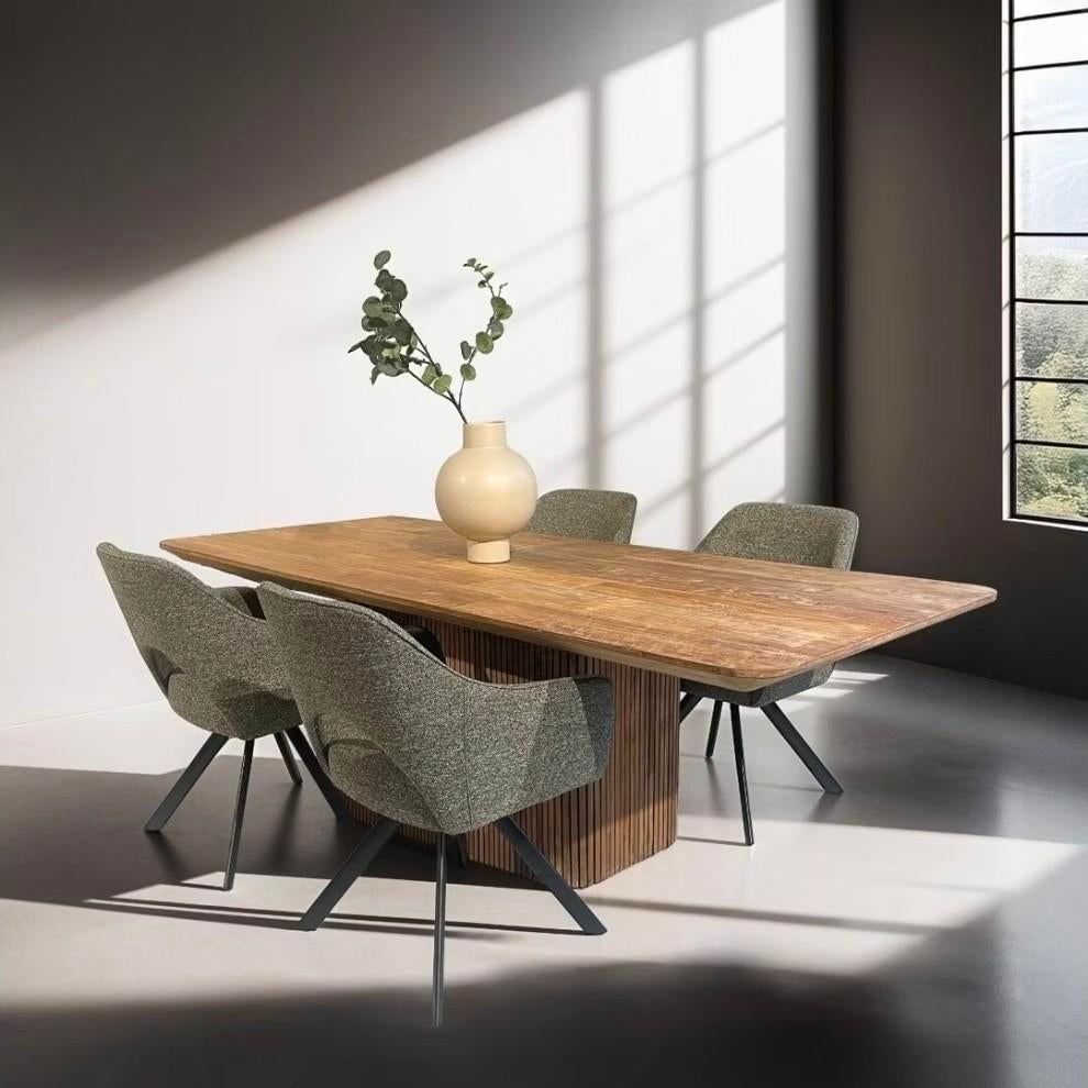 Eettafel Lausanne 230 cm mag weg voor €495, Teakhout, 200 cm of meer, Zo goed als nieuw, Rechthoekig