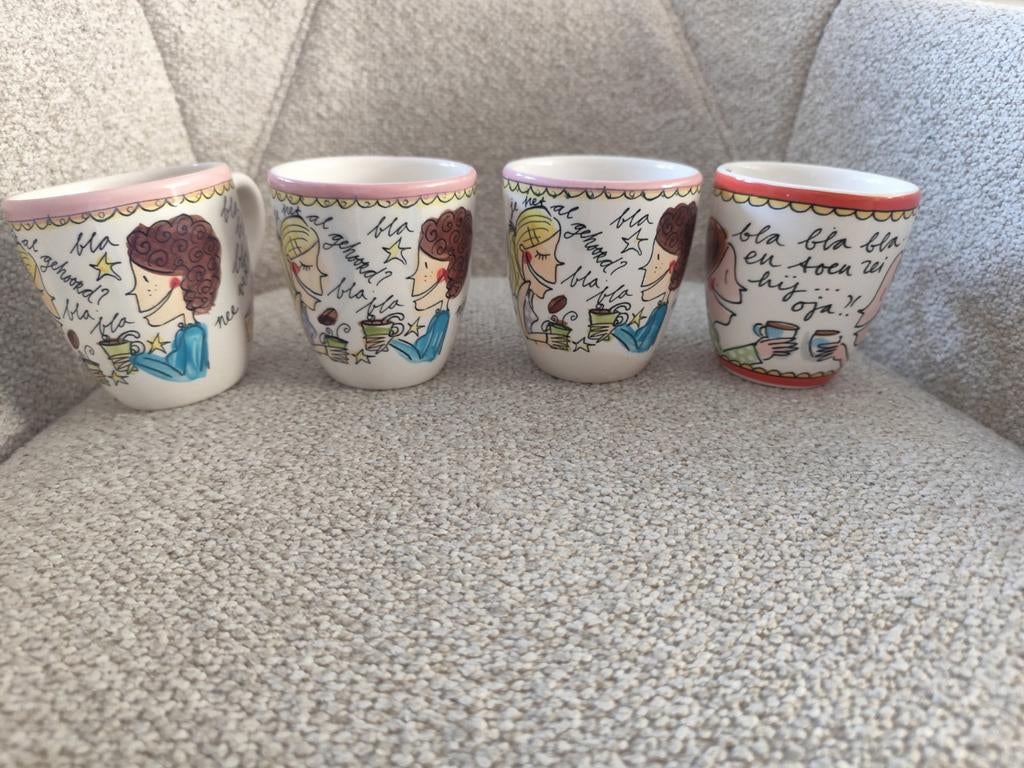 4 mokjes Blond Amsterdam Even Bijkletsen, Blond Amsterdam, Ophalen of Verzenden, Zo goed als nieuw, Kop(pen) en/of Schotel(s)