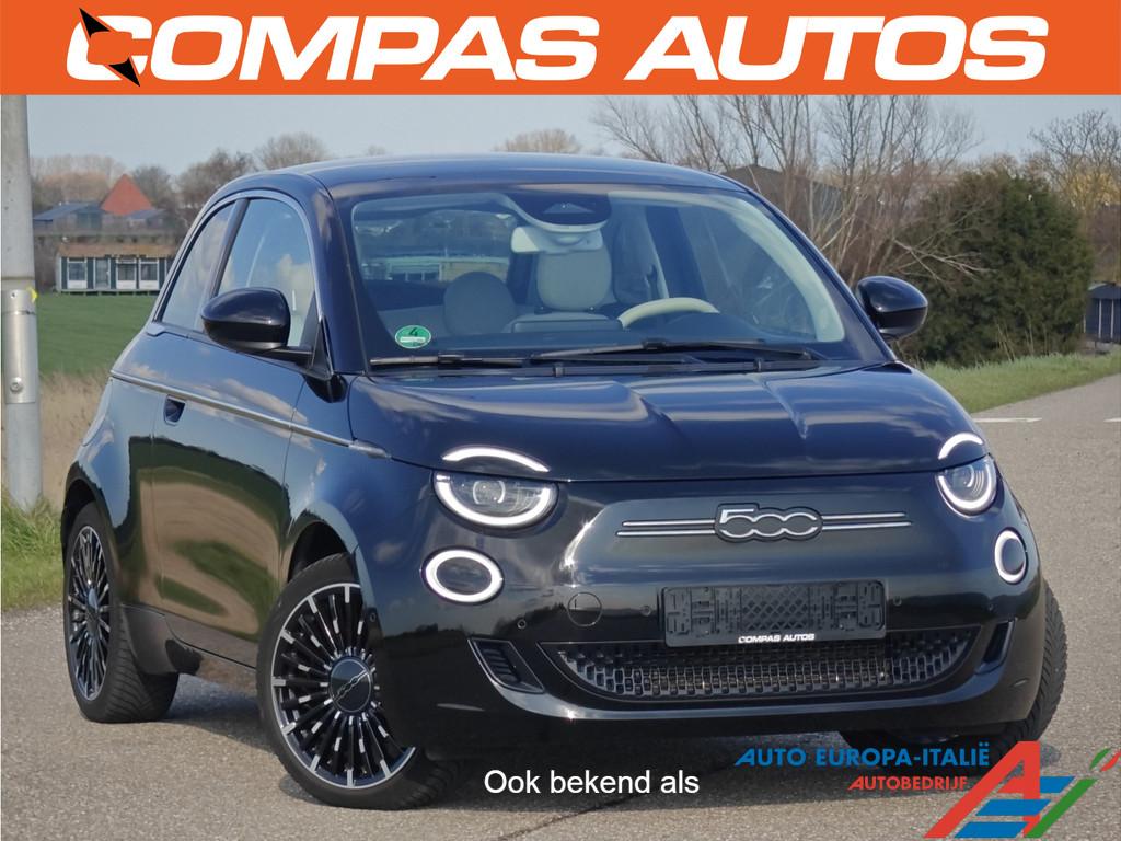 Fiat 500E La Prima 42 kWh | Luxe | Co Driver (bj 2022), Gebruikt, 4 stoelen, Zwart, Leder