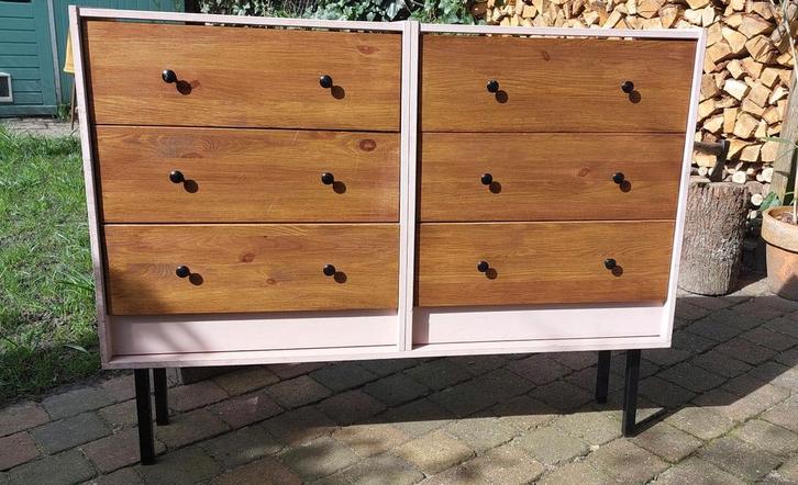 Ladenkast, Huis en Inrichting, Kasten | Dressoirs, Gebruikt, 100 tot 150 cm, 25 tot 50 cm, Met lade(s), Grenenhout, Ophalen