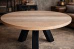 Massief eiken design salontafel – rond – industrieel – NIEUW, Ophalen, 50 tot 100 cm, Nieuw, 50 tot 100 cm