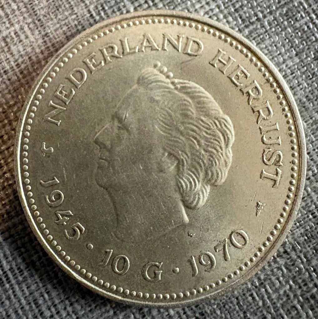 Zilveren 10 Gulden Munt 1970 - Juliana - Herrijst, Postzegels en Munten, Munten | Nederland, Koningin Juliana, Zilver, Ophalen of Verzenden