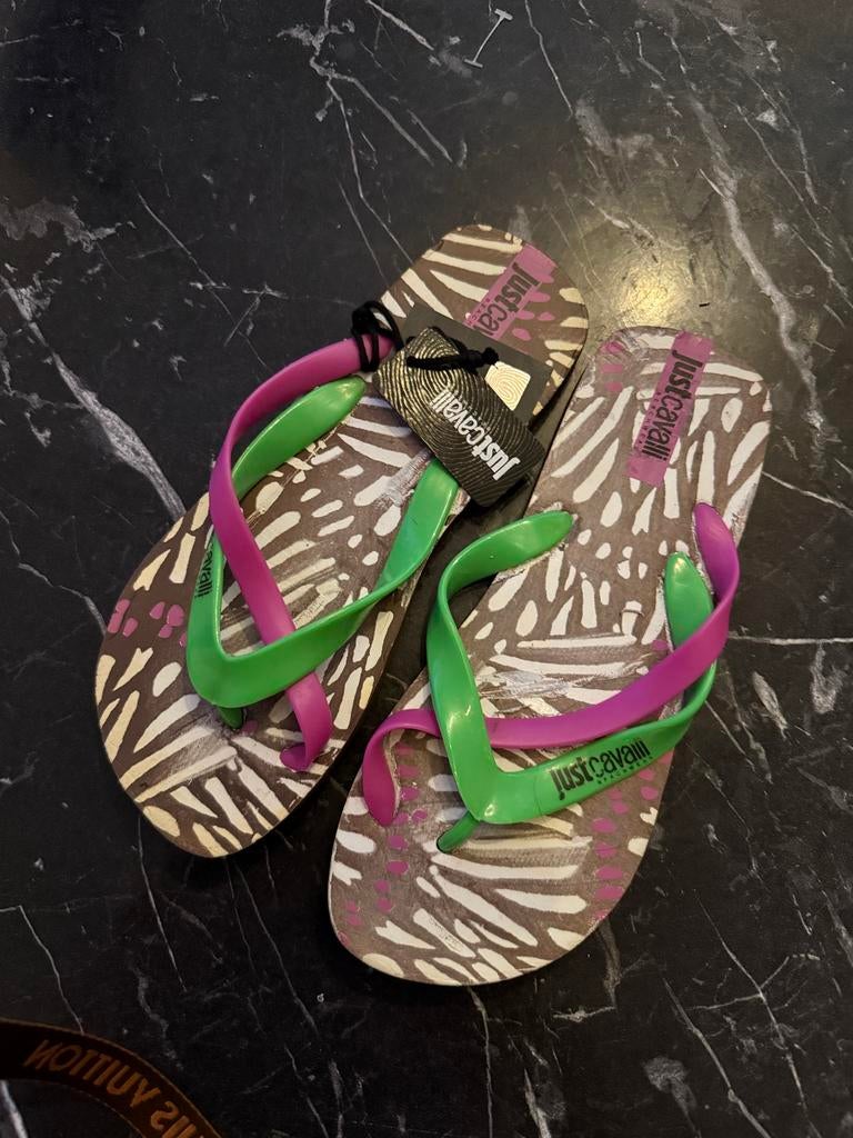 Just Cavalli slippers maat 38, Kleding | Dames, Ophalen of Verzenden, Nieuw, Bruin, Slippers