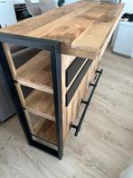 Mangohout bartafel + barstoelen, Ophalen, Zo goed als nieuw