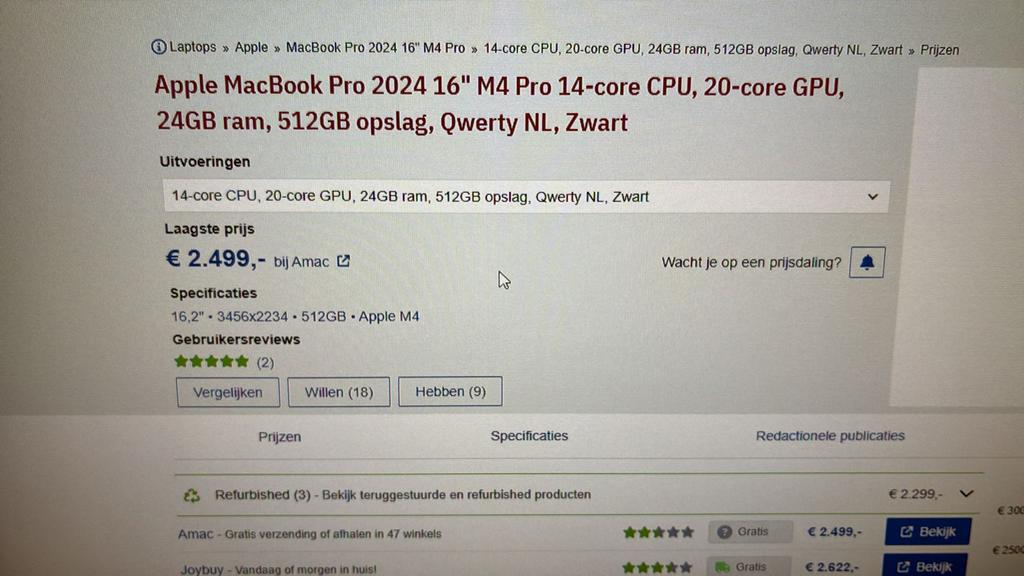 Apple MacBook Pro 16" M4 Pro 24GB RAM 512GB SSD NIEUW, Computers en Software, Apple Macbooks, MacBook Pro, Qwerty, 512 GB, Nieuw