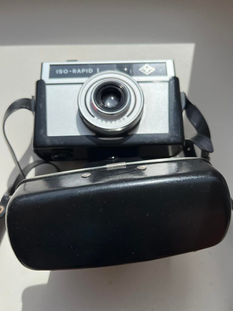 Agfa ISO-RAPID I camera met hoes plus filmcamera 8 mm, Ophalen, Gebruikt, Compact, Overige Merken