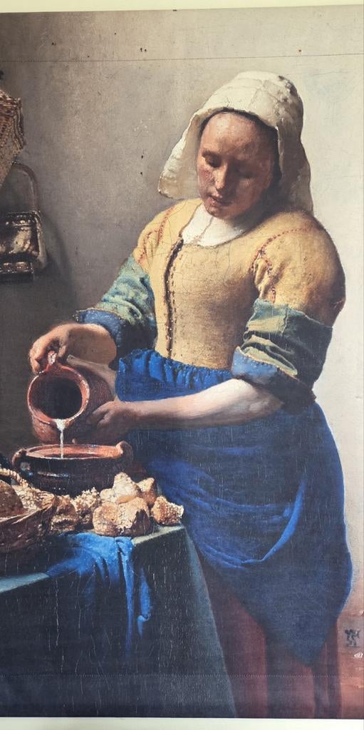 Schilderij van stof, De Melkmeid, Ophalen