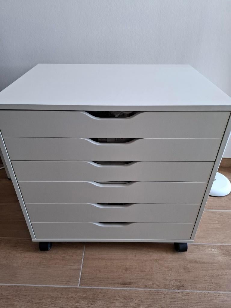 IKEA TAFEL EN ALEX KAST MET 6 LADEN, Huis en Inrichting, Ophalen, 5 laden of meer, 50 tot 100 cm, Zo goed als nieuw