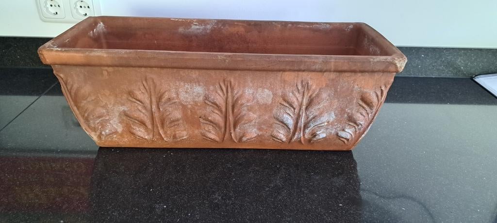 Terracotta bloembak bloempot, Ophalen of Verzenden, Rond, Steen, Minder dan 30 cm