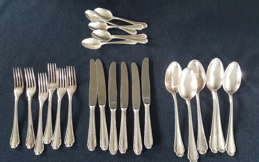 Prachtige Art-deco bestekset voor 6 personen, Ophalen, Zo goed als nieuw, Zilver, Bestekset