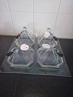 Set van 4 glazen schaaltjes met deksel op dienblad, Ophalen of Verzenden