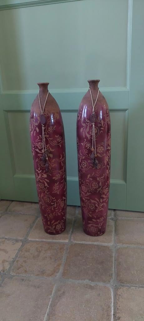 2 kruiken - Paars met roze tint 70 cm, Gebruikt, Overige kleuren, 50 tot 75 cm, Aardewerk of Porselein