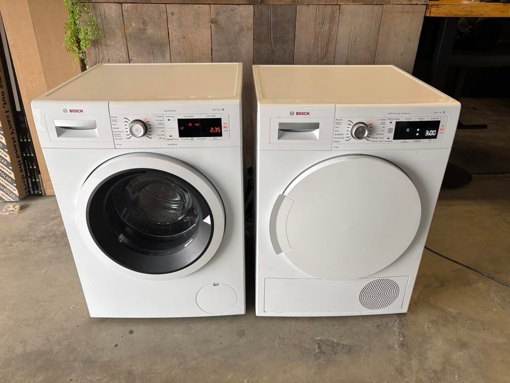 Bosch Serie 8 Wasmachine + Warmtepompdroger Set, 8 tot 10 kg, Ophalen, Refurbished, 85 tot 90 cm
