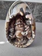 Unieke Boeddha Beeld in Steen Ei - Handgesneden Decoratie, Ophalen of Verzenden, Zo goed als nieuw, Mens