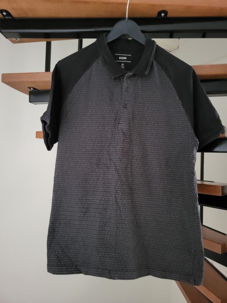 Zwart/grijs polo shirt met patroon van Kiomi maat XL, Kleding | Heren, Polo's, Zwart, Maat 56/58 (XL), Ophalen of Verzenden, Zo goed als nieuw