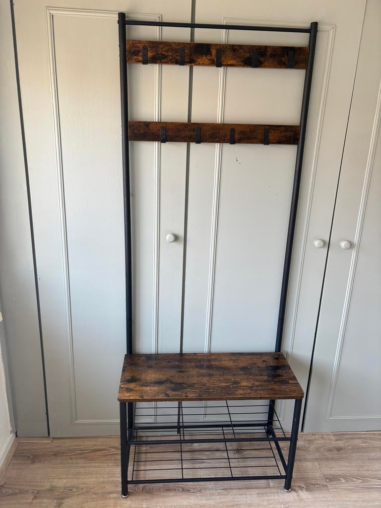 Kapstok met bankje en schoenenrek, Ophalen, Zo goed als nieuw, Metaal, Staande kapstok