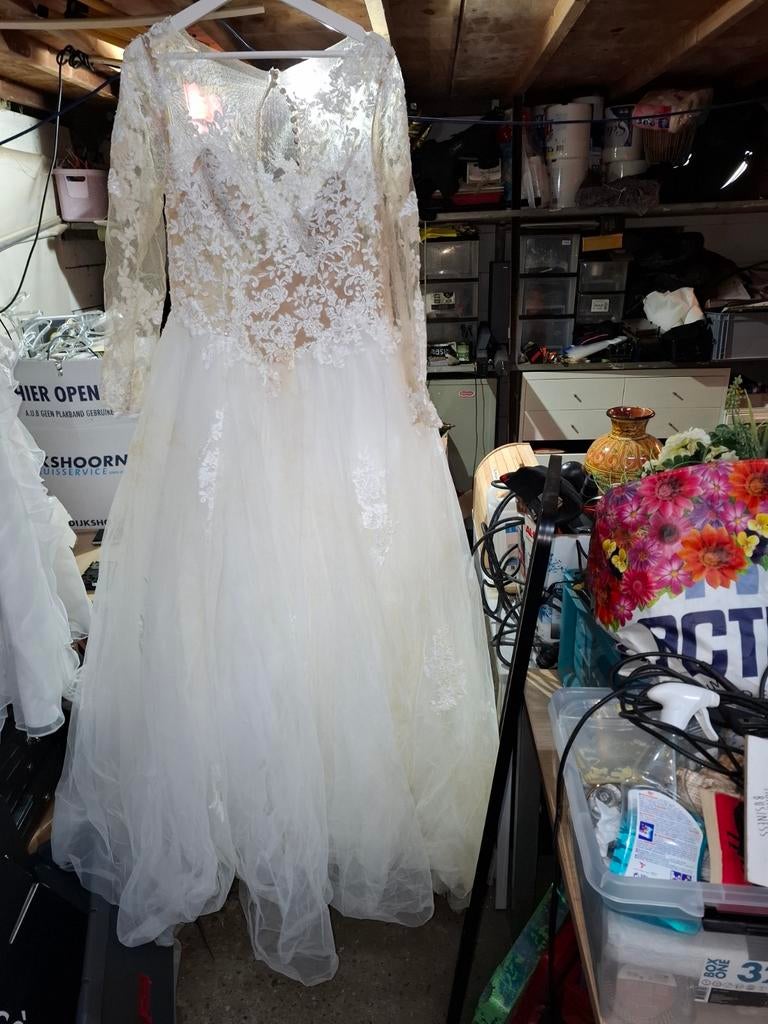 St patrick Trouwjurk met lange mouwen en kant, Ophalen, Trouwjurk, Jurk, Trouwjurk