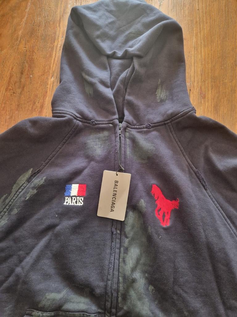 Balenciaga Vest met rits en capuchon, Zwart, Overige maten, Ophalen of Verzenden, Gedragen