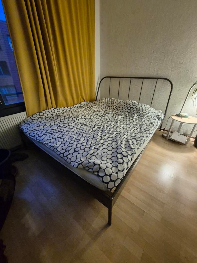 Ikea KOPARDAL bedframe 160x200 grijs met lattenbodems, Ophalen, Gebruikt, Tweepersoons, 200 cm