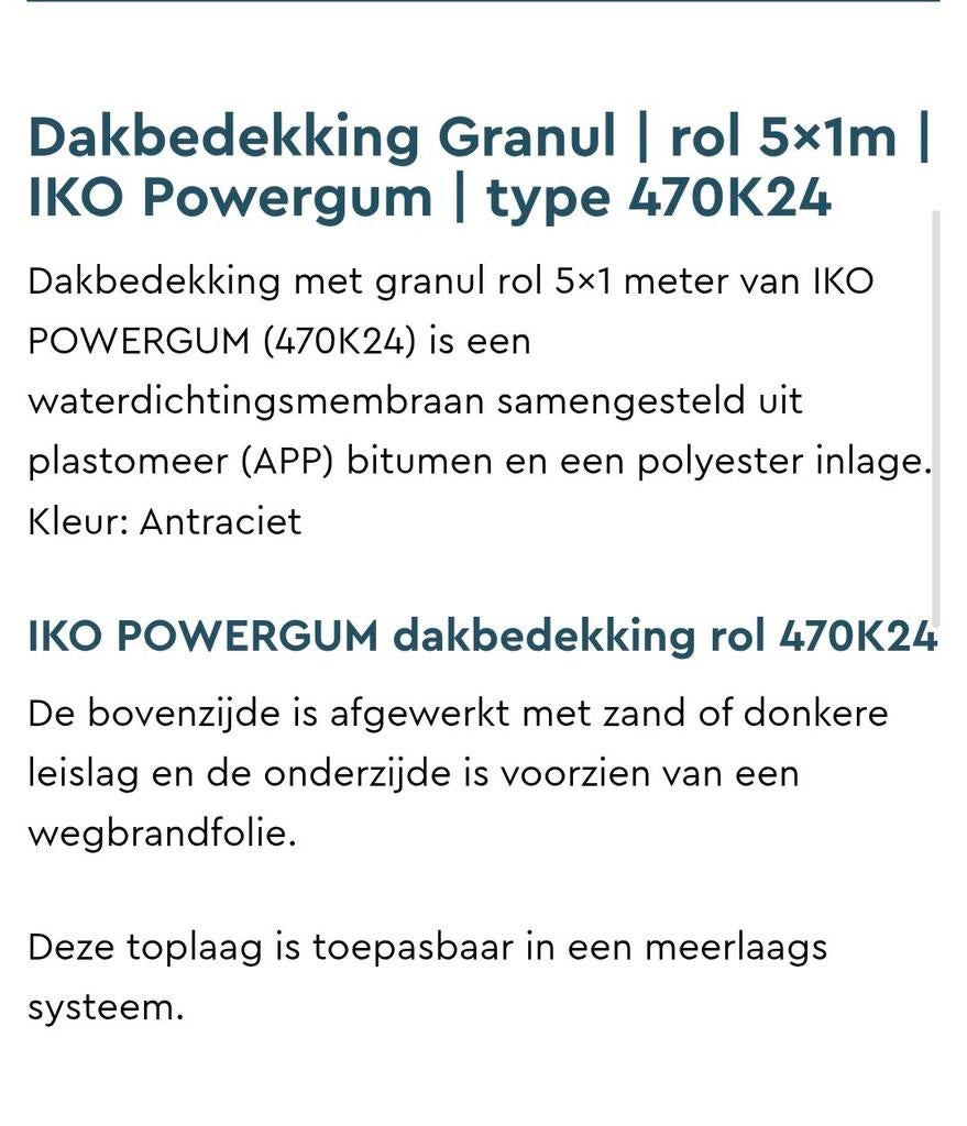Dakbedekking IKO power gum 470k24, Ophalen, Nieuw