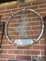 Brocante ronde glasplaat met geëtst damhert - 57 cm, Ophalen
