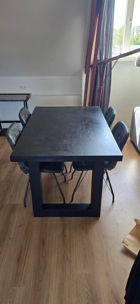 Eet tafel met 4 stoelen te koop, Huis en Inrichting, Tafels | Eettafels, Ophalen, Rechthoekig, 50 tot 100 cm