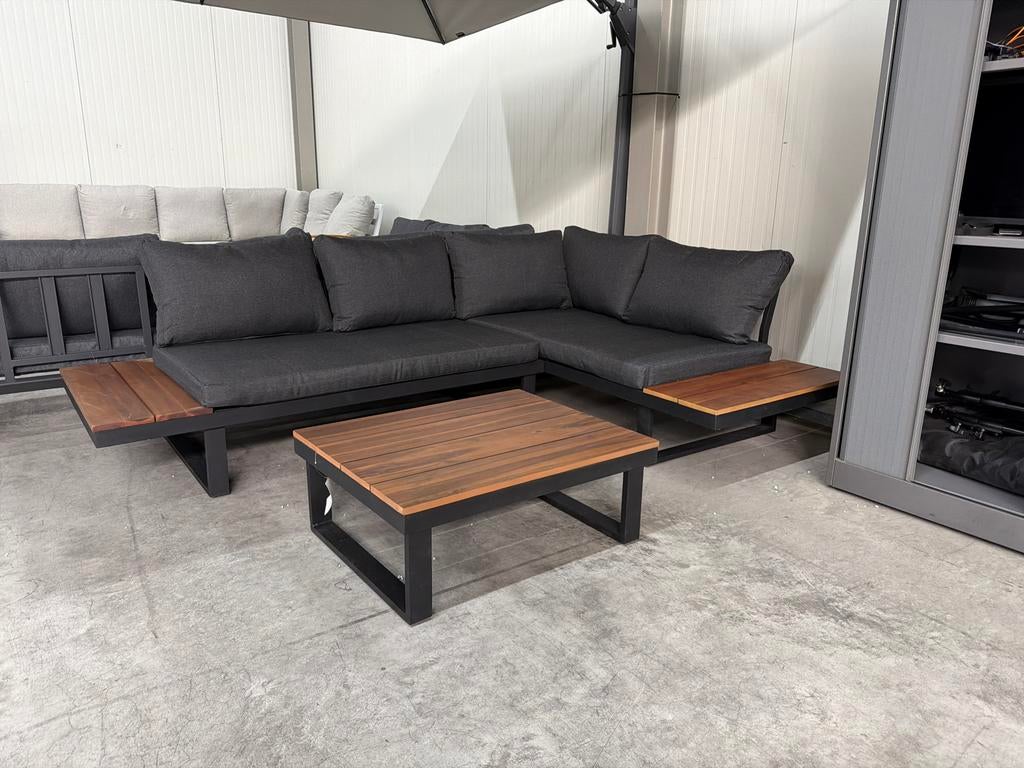 Titan hoek loungeset | aluminium + hardhout | 247x167cm, Ophalen, 5 zitplaatsen, Bank, Aluminium