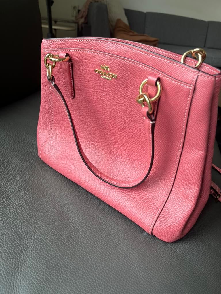 Rose leren NW COACH tas met lang & kort hengsel nu 89,- !!, Ophalen of Verzenden, Nieuw, Roze, Schoudertasje