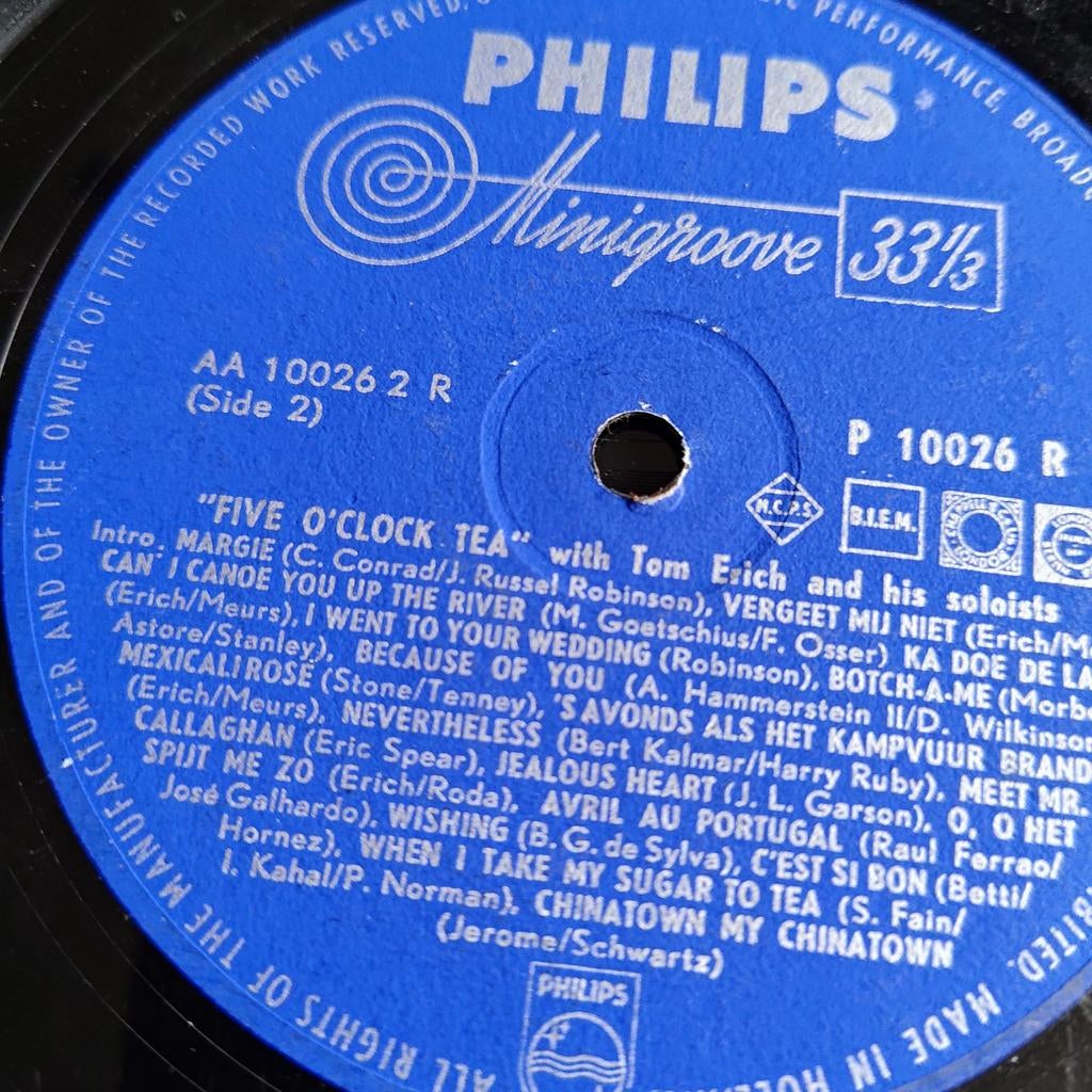 Philips Minigroove 33 1/3 - "Five O'Clock Tea" vinyl, Ophalen of Verzenden, Voor 1960, Gebruikt, 10 inch