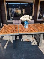 Robuuste tuintafel van hout en wicker - 200x100x75 cm, Ophalen, Gebruikt, Rechthoekig, Hout