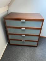 Ladenkast Ikea met 4 laden - Bruin met melkglas, Ophalen, Gebruikt, 50 tot 100 cm, 3 of 4 laden