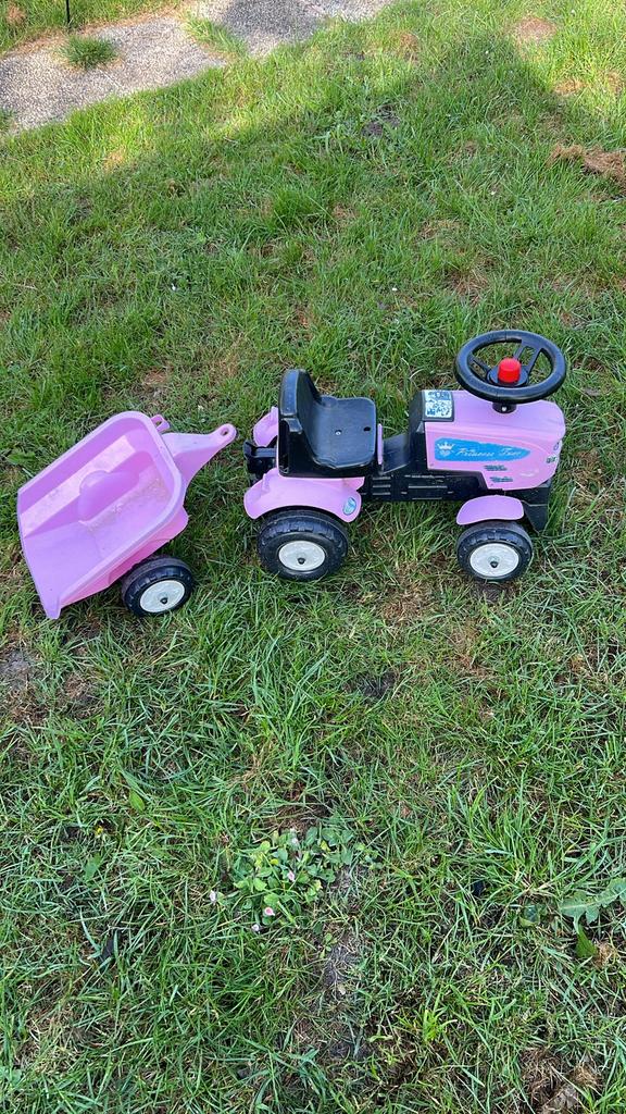 Falk Princess Trac speelgoedtractor met aanhanger, Ophalen, Gebruikt, Overige merken, Met kar of aanhanger