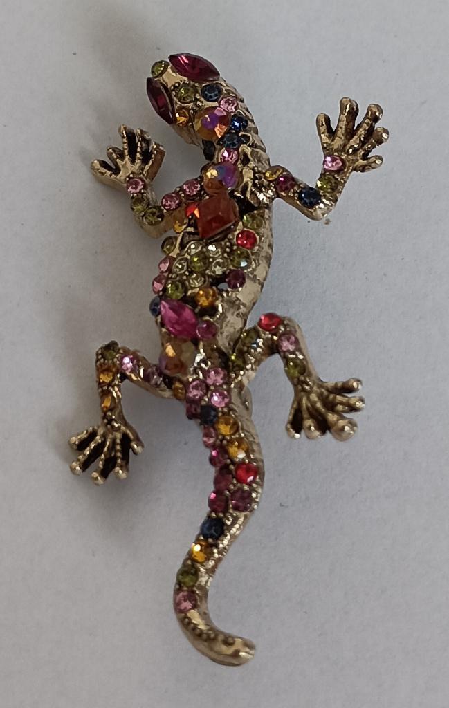 Hagedis broche, Sieraden, Tassen en Uiterlijk, Broches, Nieuw, Overige materialen, Overige kleuren, 4 tot 7 cm, Met strass, Ophalen of Verzenden