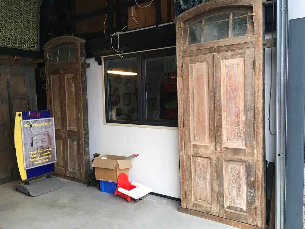 Antieke Indiase Kozijnen (2 stuks) - Hout, Gebruikt, P, 215 cm of meer, P