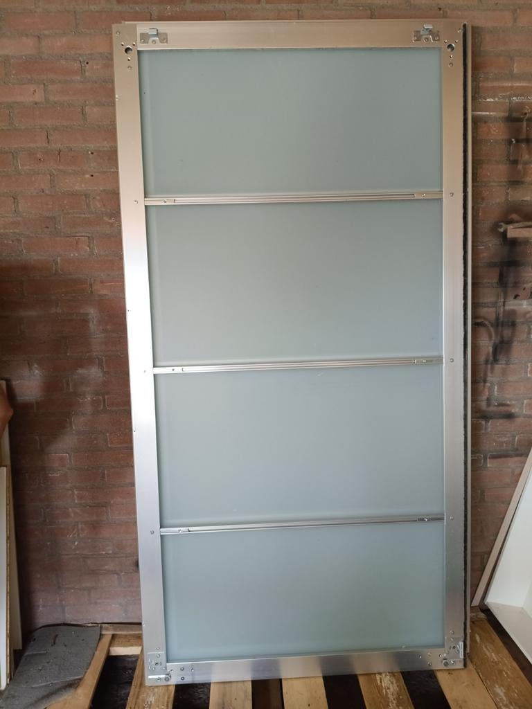 Schuifdeuren (2 stuks) voor IKEA Pax kledingkast, Ophalen, 100 tot 150 cm, Zo goed als nieuw, Glas