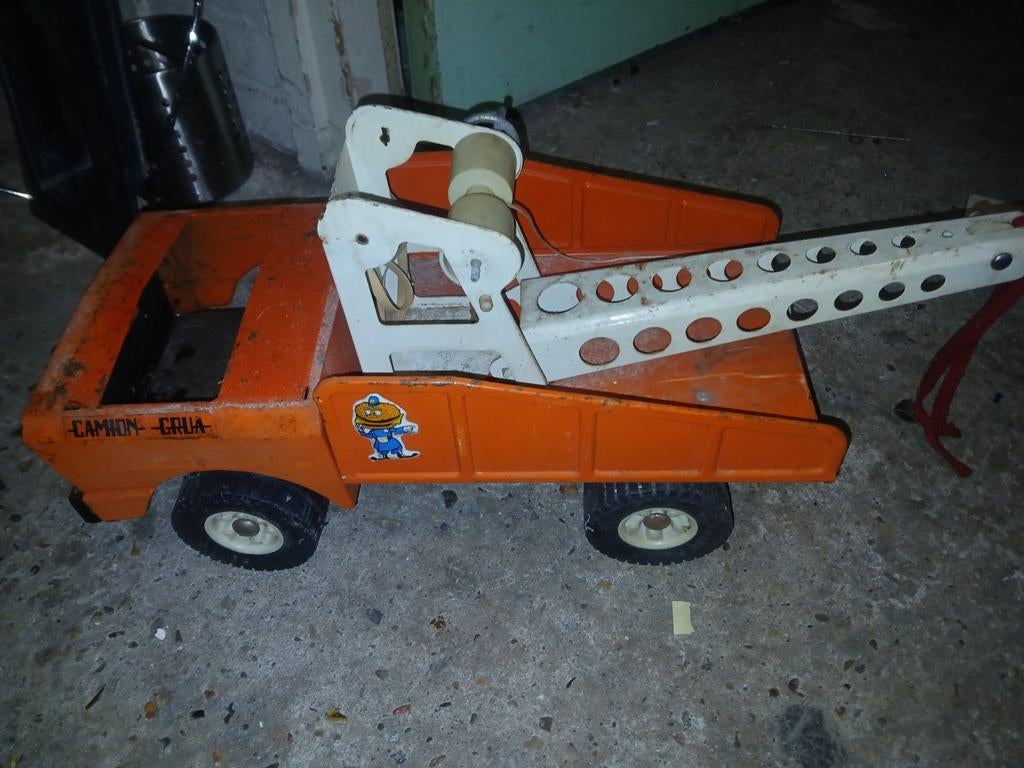 Bieden bieden Antieke Sanson Camion-Grua Speelgoedkraanwagen, Ophalen of Verzenden