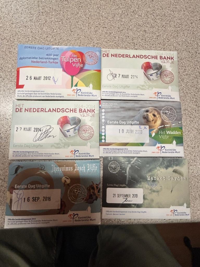 6 eerste dag uitgifte coincards zie omschrijving, Ophalen of Verzenden, Koningin Beatrix, Euro's, Setje