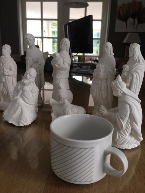 Zelf inkleuren: complete kerstgroep van gips, Diversen, Kerst, Zo goed als nieuw, Ophalen