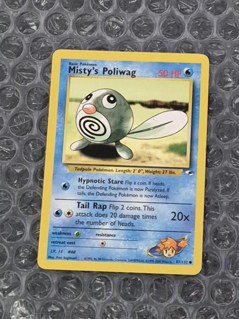 Misty's Poliwag 87/132 Gym Heroes WOTC Pokemon Kaart!, Ophalen of Verzenden, Gebruikt, Losse kaart