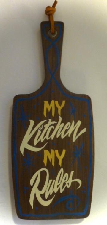 Handgeschilderde keuken plank / tekstbord / decor / stoer, Huis en Inrichting, Nieuw, DeKameraadschap, Dj.kammeraat@telfort.nl