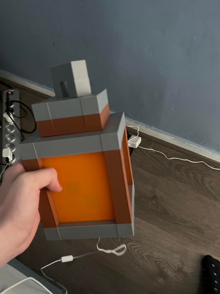 3D geprinte Minecraft lantaarn met LED lamp (USB-A), Ophalen, Zo goed als nieuw