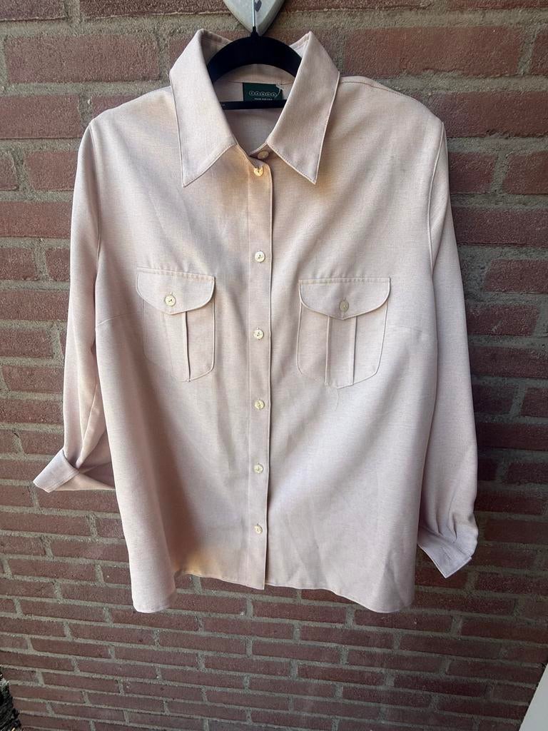 Vintage Crème Blouse met Zakken - Maat M, Ophalen of Verzenden, Zo goed als nieuw, Maat 38/40 (M), Beige